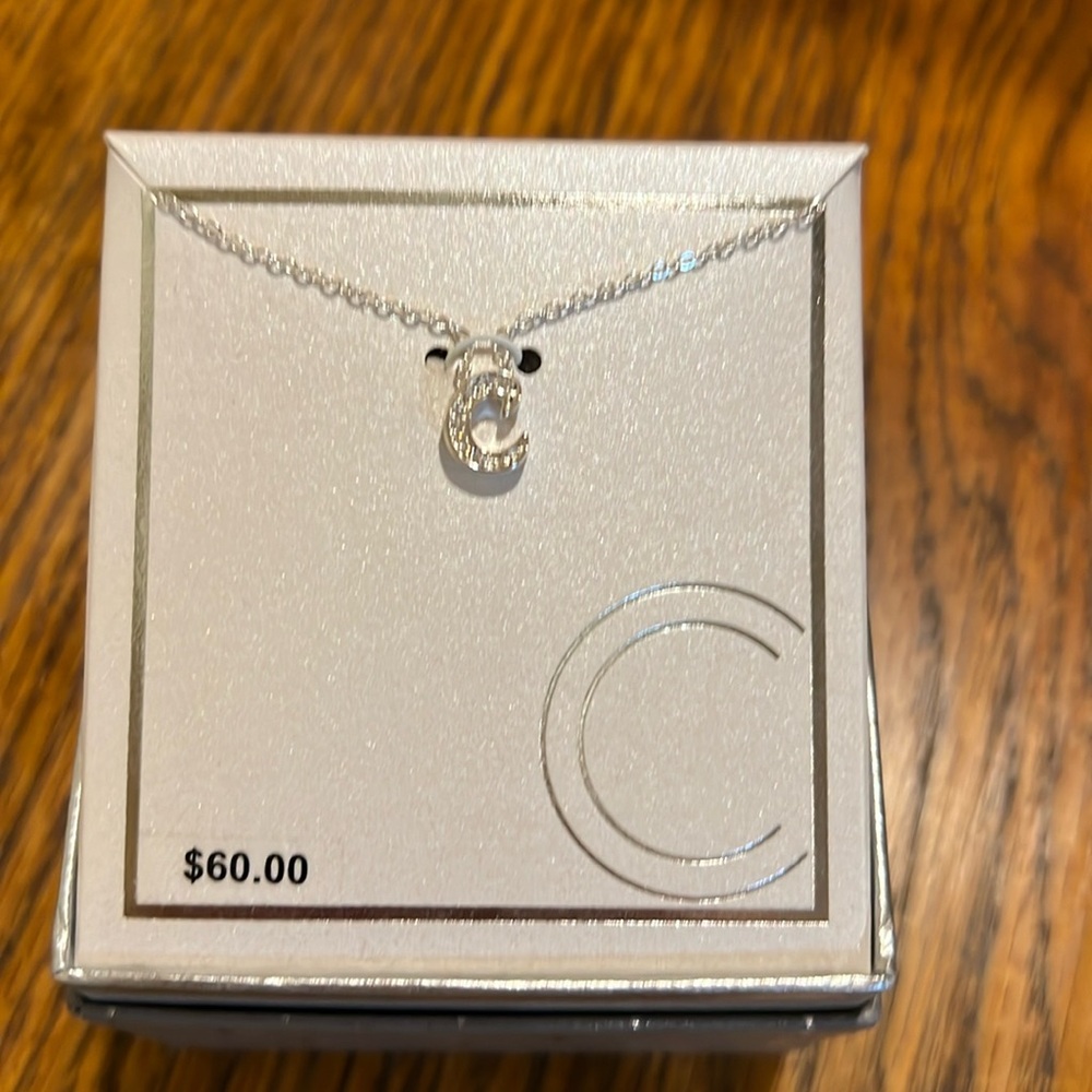 Silver initial necklace “C”